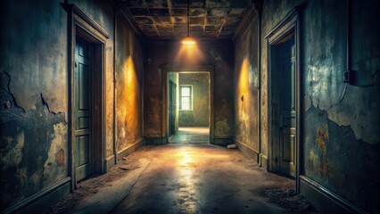 A dimly lit pathway leads to a forgotten corner of an old room