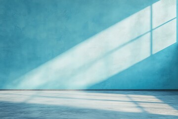 Sunlit teal wall and floor, minimalist room
