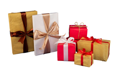 bunch of gift boxes with ribbon