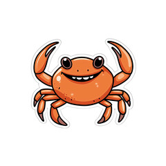 Fototapeta premium Cute Full Body Crab Sticker Illustration with Bold Outlines, Glossy Effect, and Slight Drop Shadow on White Background, Perfect for Kids Crafts, Digital Stickers, Stationery, and Fun Designs