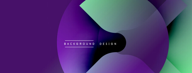 Abstract purple, teal layers create dynamic flow. Minimalist text reads background design centered within composition. Modern aesthetic.