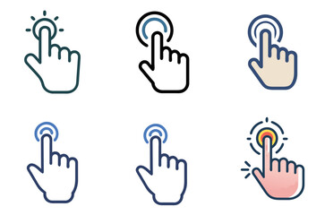 Obraz premium Hand Click Icon Set For User Interface, Interaction, And Technology Design Concepts