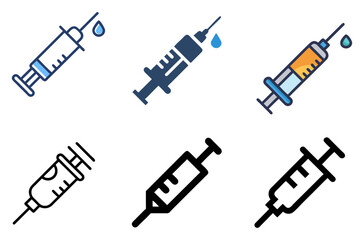 Injection Icon Set For Medical, Healthcare, And Vaccination Design Concepts