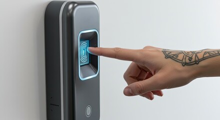 A hand using a fingerprint scanner