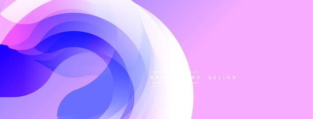 Abstract flowing shapes, vibrant colors, pink purple hues. Modern design, smooth gradients, dynamic composition. Minimal text present.