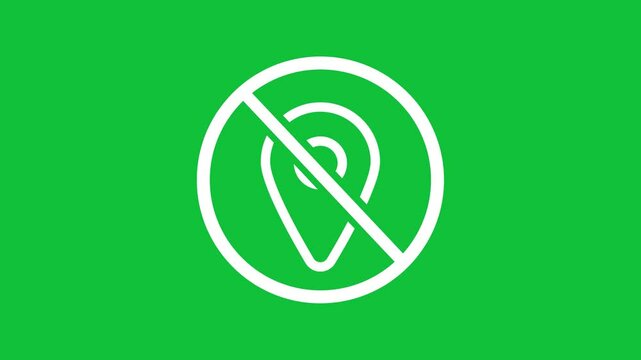 No gps map navigation not allowed location marker prohibition label symbol icon animated green screen background