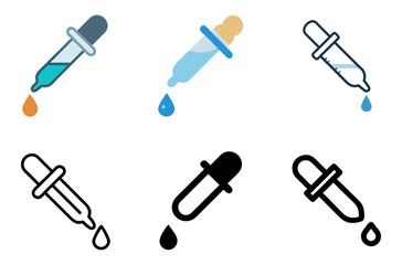 Dropper Tool Symbol Vector Set For Chemistry, Pharmacy, And Healthcare Themes