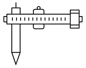 Black and White Vector Illustration of a Digital Caliper Measuring Tool Silhouette