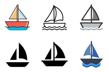 Sailing Vessel Symbol Vector Set For Adventure, Ocean, And Leisure Themes