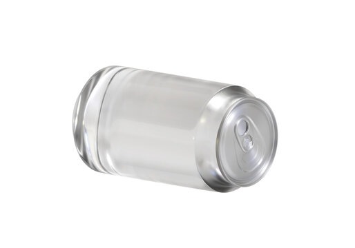 Mockup of transparent aluminum bottle with liquid without logo, transparent background