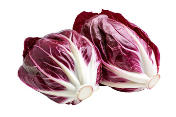 Obraz premium two red cabbages cut in half on a white surface