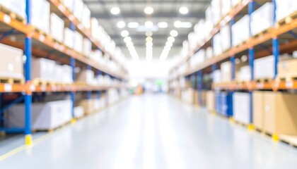 Blurred Warehouse Interior with Boxes.