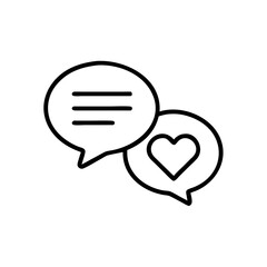 Speech bubbles with heart icon, emotional expression and communication aid