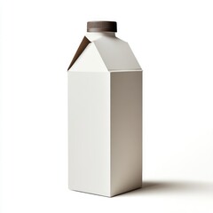 A tall, white, gable-top carton with a dark brown cap