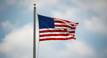 Fototapeta premium American Flag Waving in the Sky