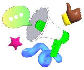 Megaphone or loudspeaker and social media reactions