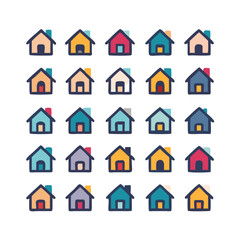 Title: icons santa visit christmas house décor set. House icon set. Home vector illustration sign. Hotel symbol. House vector icon set. home illustration sign collection. building symbol.