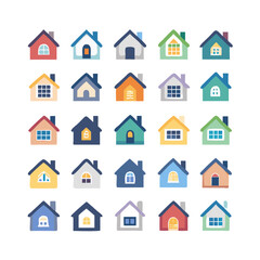 Fototapeta premium icons santa visit christmas house décor set. House icon set. Home vector illustration sign. Hotel symbol. House vector icon set. home illustration sign collection. building symbol.