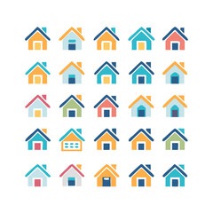 Fototapeta premium icons santa visit christmas house décor set. House icon set. Home vector illustration sign. Hotel symbol. House vector icon set. home illustration sign collection. building symbol.