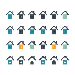 Fototapeta premium icons santa visit christmas house décor set. House icon set. Home vector illustration sign. Hotel symbol. House vector icon set. home illustration sign collection. building symbol.