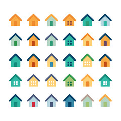 Fototapeta premium icons santa visit christmas house décor set. House icon set. Home vector illustration sign. Hotel symbol. House vector icon set. home illustration sign collection. building symbol.