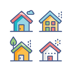 icons santa visit christmas house décor set. House icon set. Home vector illustration sign. Hotel symbol. House vector icon set. home illustration sign collection. building symbol.