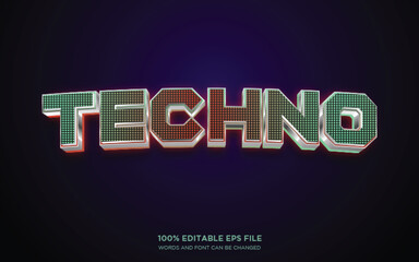 Techno 3D editable text style effect	

