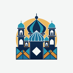 Abstract Mosque Silhouette with Arabesque and Geometric Patterns – Islamic Art Vector Design