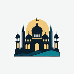 Abstract Mosque Silhouette with Arabesque and Geometric Patterns – Islamic Art Vector Design
