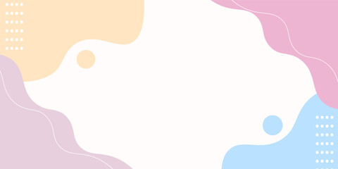 A colorful background with a white border. The background is made up of circles and lines. The background is a mix of pink, blue, and yellow, vector.
