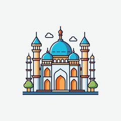 Abstract Mosque Silhouette with Arabesque and Geometric Patterns – Islamic Art Vector Design