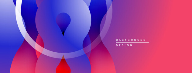 Abstract fluid shapes, vibrant gradients. Blue, purple, red hues blend seamlessly. Modern design element for backgrounds.