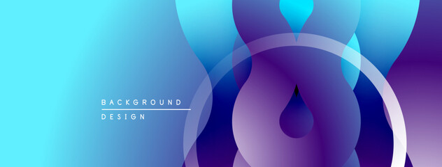 Abstract gradient background. Blue, purple hues blend smoothly. Circular shapes overlap creating dynamic visual effect. Modern design element.