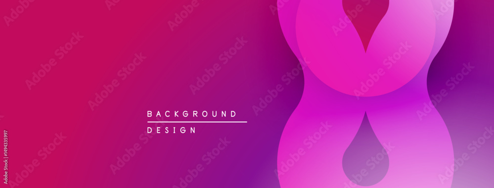 Poster Abstract magenta background. Overlapping layers create dynamic visual effect. Smooth gradients, modern design elements present.