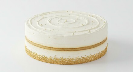 Delicious Two Layered White Cake Decorated with Golden Sprinkles Perfect for Celebration