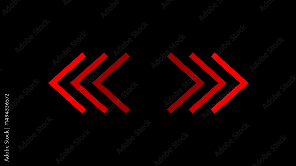 Poster red chevron arrows design with a black background signifying directional guidance and navigation ele