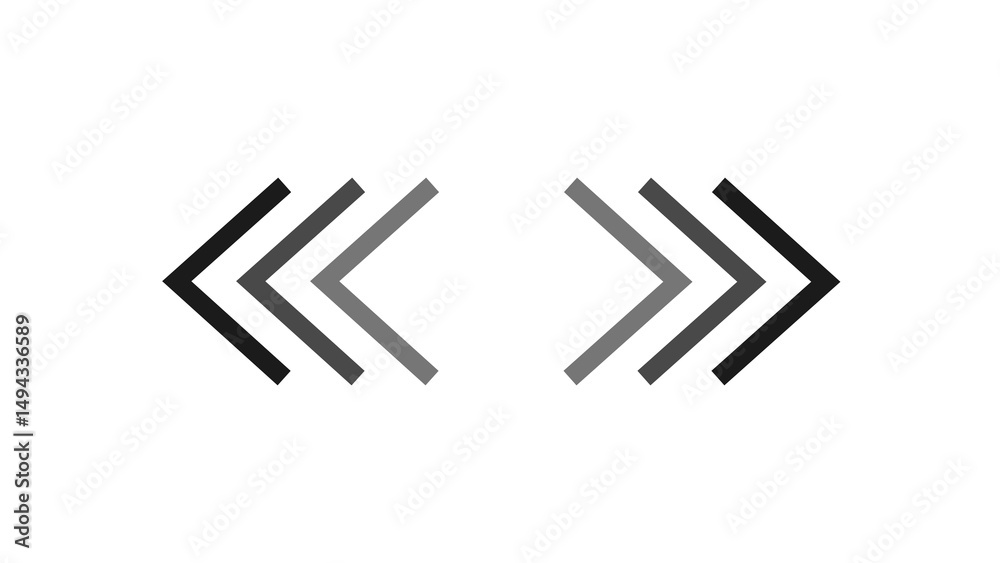 Poster abstract arrow icons pointing left and right in a minimalist design perfect for web navigation graph