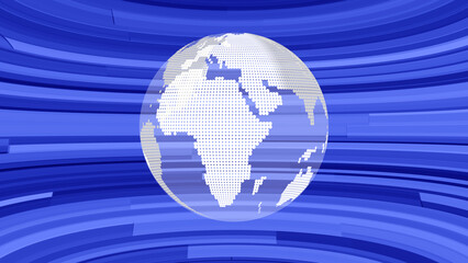 Abstract digital globe illustration with a dotted design floating against a blue circular background ready for broadcasting and global themes