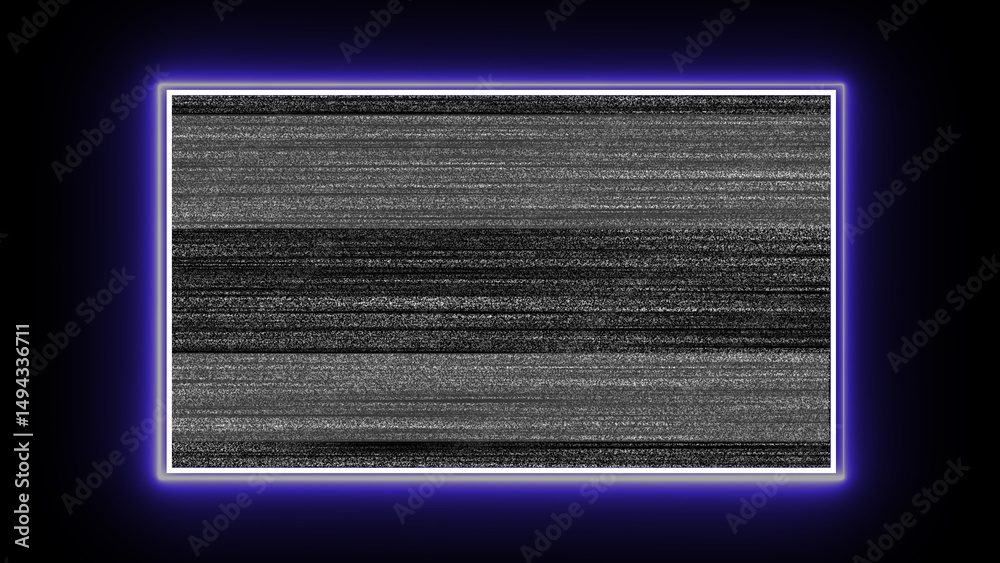 Poster abstract digital display texture featuring horizontal noise and a glowing blue frame set against a b