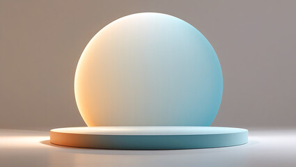 Minimal Circular Stage Mockup in Pale Blue and Tan