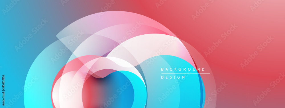 Aufkleber abstract design features overlapping translucent circles. colors transition from blue to red. minima