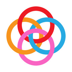 Linked Circles Vector Flat Icon Design