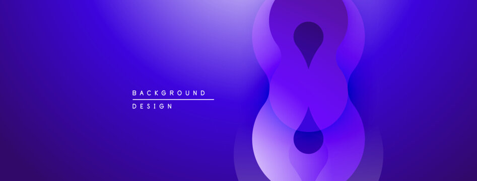 Abstract gradient background. Overlapping circles create infinity symbol. Modern design, vibrant purple hues, smooth transitions.