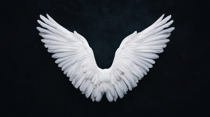 Elegant White Wings Displayed Gracefully Against a Dark Background for Conceptual Art Projects