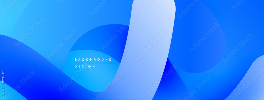 Poster Abstract blue background. Smooth gradients create flowing shapes, modern design element. Minimalist aesthetic, vibrant colors.