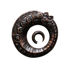 Obraz premium Intricate Spiral Carving Dark Bronze Wooden Ornament