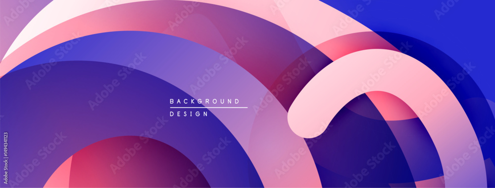 Aufkleber Abstract flowing shapes, vibrant colors. Gradient layers create dynamic visual effect. Modern design for backgrounds, presentations.