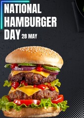 Juicy double cheeseburger for national hamburger day may 28th
