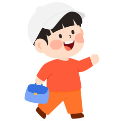 Kindergarten Boy Holding Bag Illustration