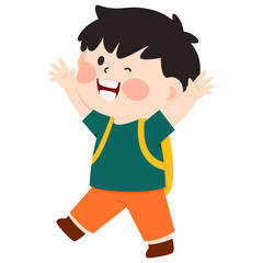 Happy Kindergarten Boy Illustration